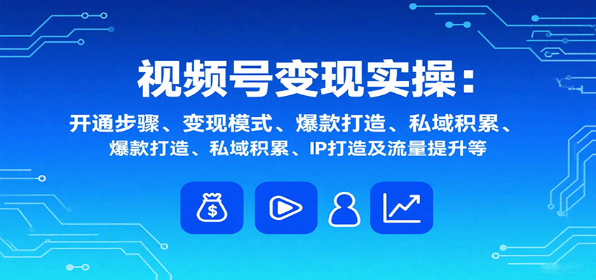 视频号变现实操，含开通步骤、变现模式、爆款打造、私域积累、IP打造及流量提升等-yingqiuwz
