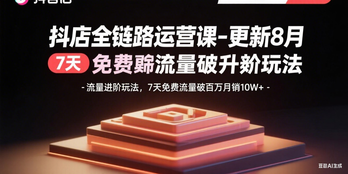 抖店全链路运营课-更新8月：流量进阶玩法，7天免费流量破百万月销10W+-yingqiuwz