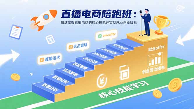 直播电商陪跑班：快速掌握直播电商的核心技能并实现就业/创业目标-yingqiuwz