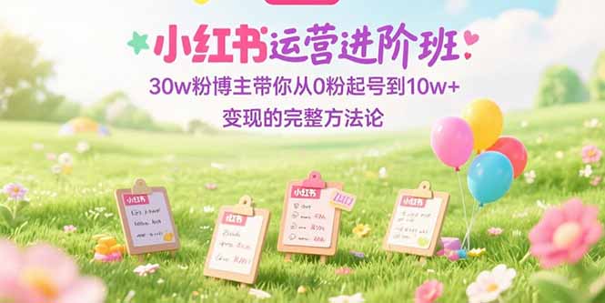 小红书运营进阶班：30w粉博主带你从0粉起号到10w+变现的完整方法论-yingqiuwz