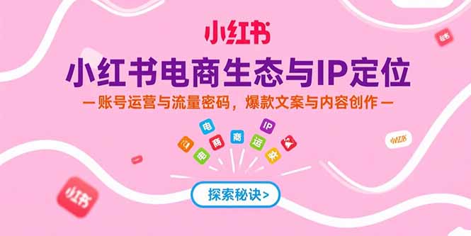 小红书电商生态与IP定位，账号运营与流量密码，爆款文案与内容创作-yingqiuwz