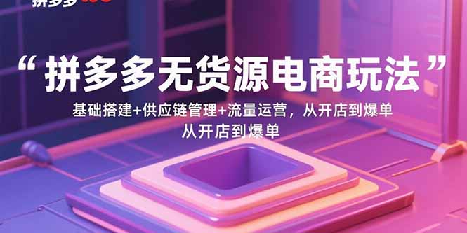 拼多多无货源电商玩法：基础搭建+供应链管理+流量运营，从开店到爆单-yingqiuwz