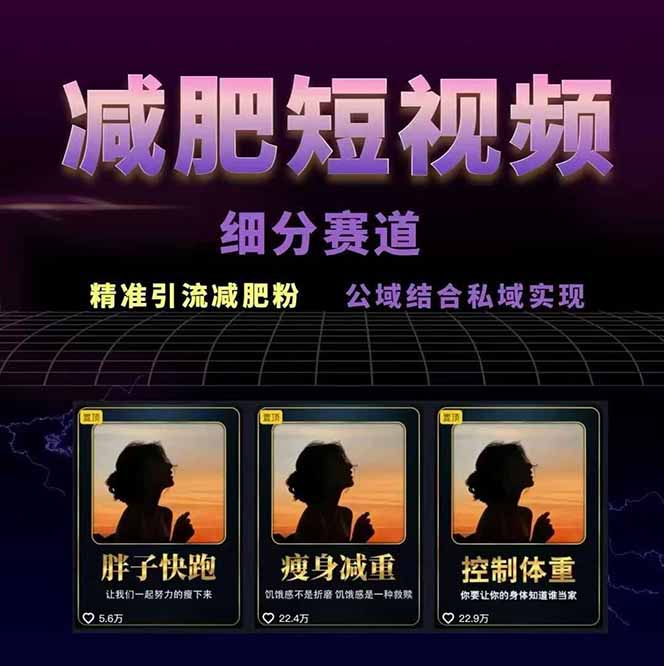 图片[1]-减肥短视频赛道运营课：素材准备-视频制作-引流变现全流程 (附素材-yingqiuwz