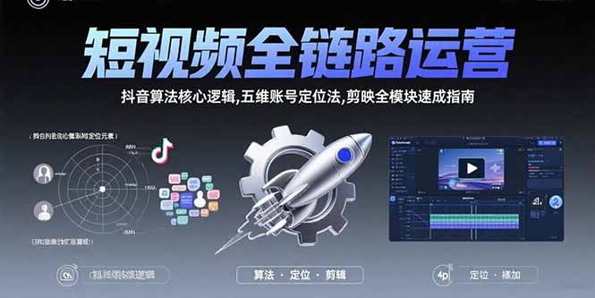 短视频全链路运营：抖音算法核心逻辑,五维账号定位法,剪映全模块速成指南-yingqiuwz