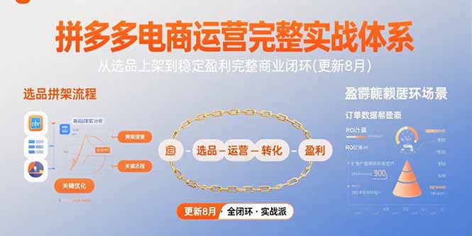 拼多多电商运营完整实战体系，从选品上架到稳定盈利完整商业闭环(更新8月-yingqiuwz