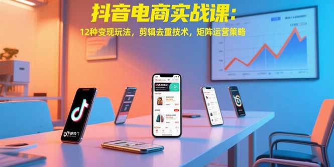 抖音电商实战课：12种变现玩法，剪辑去重技术，矩阵运营策略-yingqiuwz
