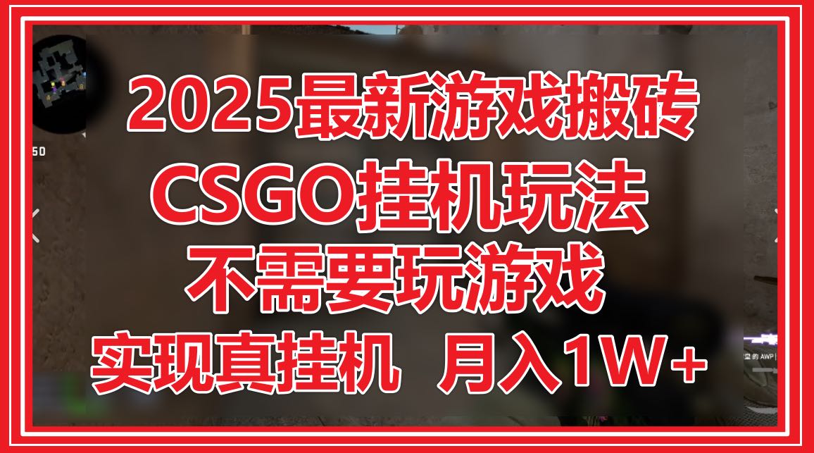 2025最新游戏搬砖，CSGO挂机，不需要玩游戏，实现真挂机，月入1W+-yingqiuwz