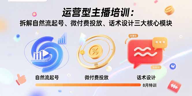 运营型主播培训：拆解自然流起号、微付费投放、话术设计三大核心模块-8月-yingqiuwz