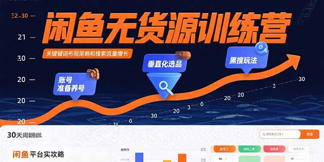 闲鱼无货源训练营：账号准备养号/垂直化选品/黑搜玩法，0基础30天盈利指南-yingqiuwz