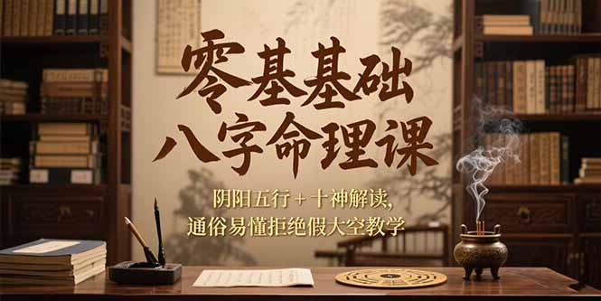 零基础八字命理课，阴阳五行+十神解读，通俗易懂拒绝假大空教学-yingqiuwz