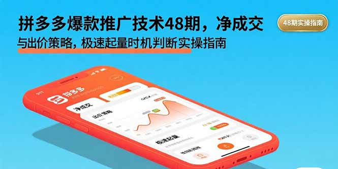 拼多多爆款推广技术48期，净成交与出价策略，极速起量时机判断实操指南-yingqiuwz