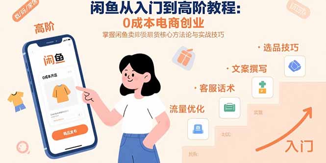 闲鱼从入门到高阶教程：0成本电商创业，掌握闲鱼卖货核心方法论与实战技巧-yingqiuwz