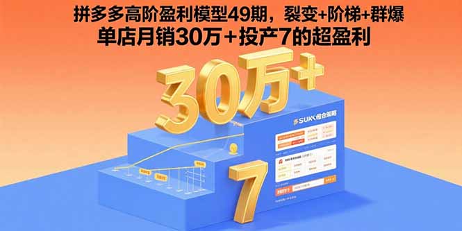 拼多多高阶盈利模型49期，裂变+阶梯+群爆  单店月销30万+投产7的超盈利-yingqiuwz
