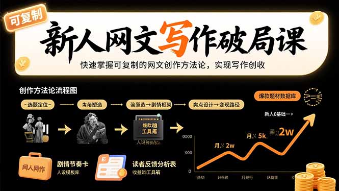 新人网文写作破局课：快速掌握可复制的网文创作方法论，实现写作创收-yingqiuwz