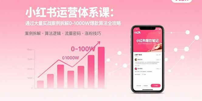 小红书运营体系课：通过大量实战案例拆解0-1000W爆款算法全攻略-yingqiuwz