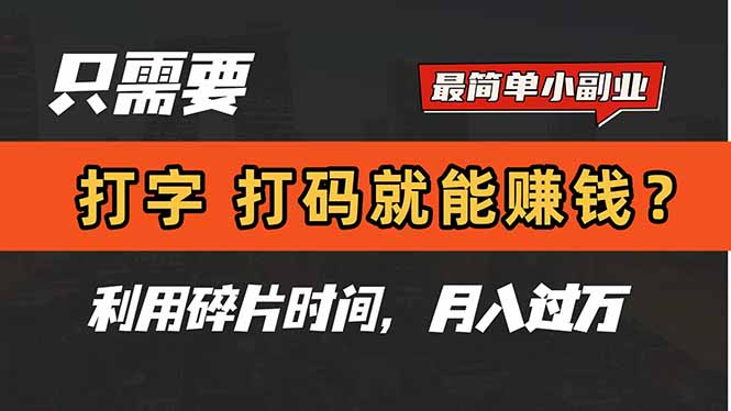 只需要打字，打码，就能赚钱？简单的赚钱小副业，利用碎片时间，月入过万-yingqiuwz