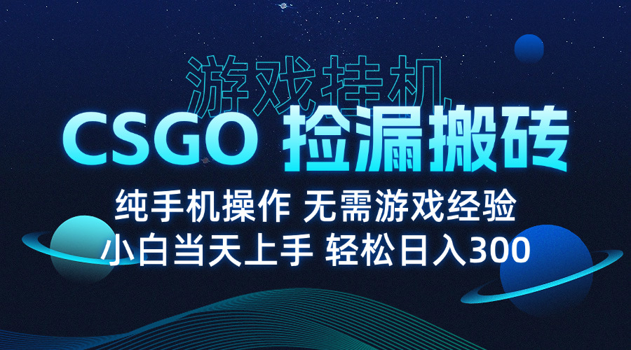 8月最新游戏搬砖，CSGO纯挂机，不需要玩游戏，实现真挂机，月入1W+-yingqiuwz