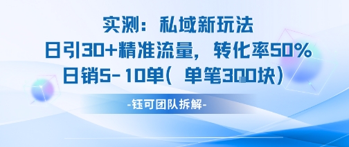 实测私域新玩法日引30加精准流量转化率50%日销5-10单每笔3张-yingqiuwz