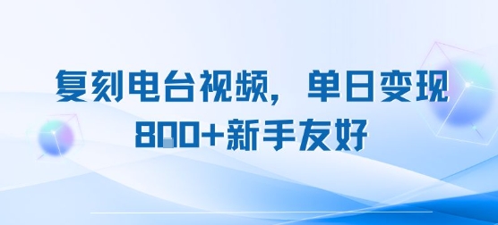 复刻电台视频，单日变现8张+新手友好，长期可做-yingqiuwz