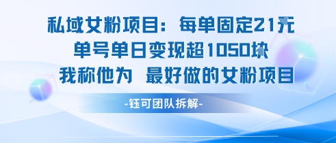 私域女粉项目：每单固定21块，单日变现超1k+，最好做的女粉项目-yingqiuwz