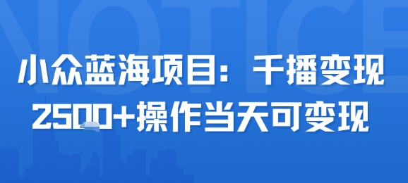 小众蓝海项目，千播变现2.5k+操作当天可变现-yingqiuwz