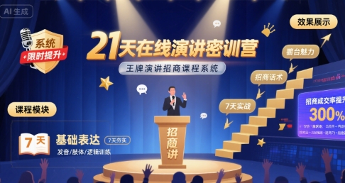 21天在线演讲密训营，王牌演讲招商课程系统-yingqiuwz