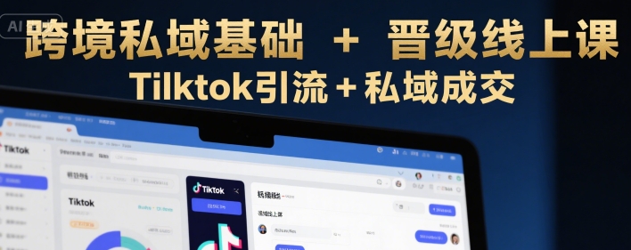 跨境私域基础+晋级线上课，Tilktok引流+私域成交-yingqiuwz