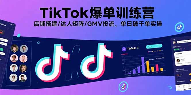 TikTok爆单训练营，店铺搭建/达人矩阵/GMV投流，单日破千单实操-yingqiuwz