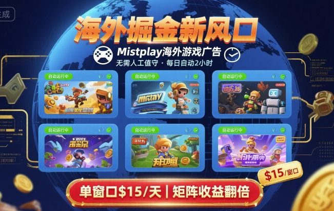 海外掘金新风口，Mistplay海外游戏广告，每日自动运行，单窗口稳入2美刀 ，可矩阵操作【揭秘】-yingqiuwz