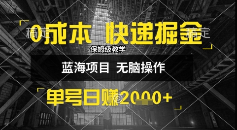 0成本快递掘金玩法，日入1k+，小白30分钟上手，收益嘎嘎猛【揭秘】-yingqiuwz
