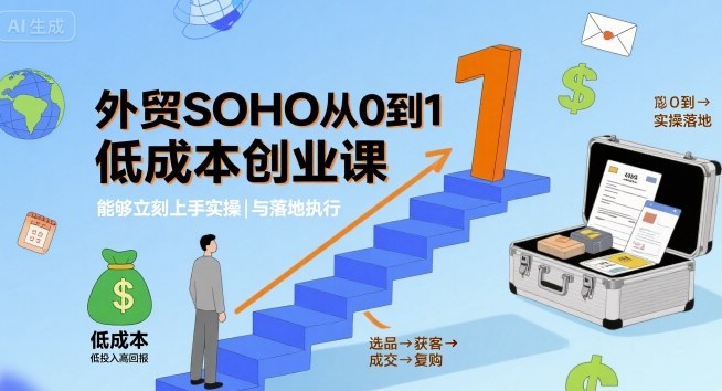 外贸SOHO从0到1低成本创业课，能够立刻上手实操与落地执行-yingqiuwz