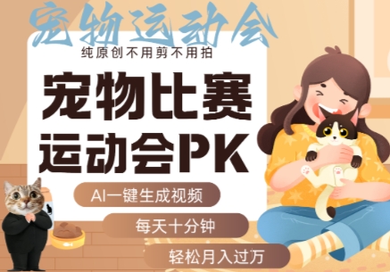 AI一键生成宠物比赛运动会PK视频，纯原创不用剪不用拍，每天十分钟，轻松月入过1W+-yingqiuwz