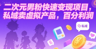 二次元男粉快速变现项目，私域卖虚拟产品，百分利润-yingqiuwz