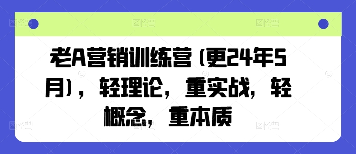老A营销训练营(更25年7月)，轻理论，重实战，轻概念，重本质-yingqiuwz