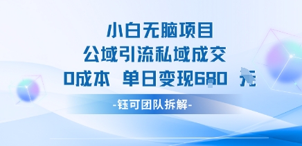 小白无脑项目公域引流私域成交0成本单日变现680米-yingqiuwz