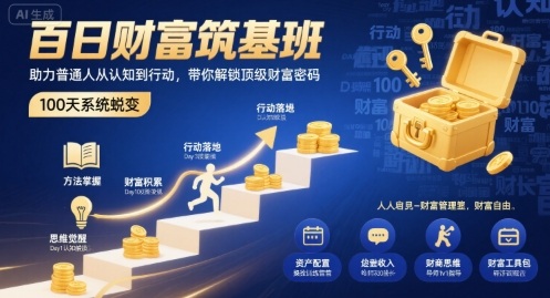 百日财富筑基班，助力普通人从认知到行动，带你解锁顶级财富密码-yingqiuwz