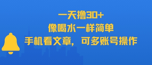 一天撸30+，像喝水一样简单，手机看文章，可多账号操作-yingqiuwz
