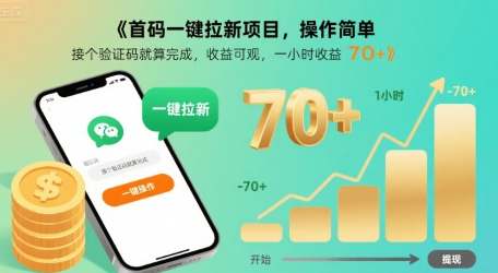 首码一键拉新项目，操作简单，接个验证码就算完成，收益可观， 一小时收益70+【揭秘】-yingqiuwz