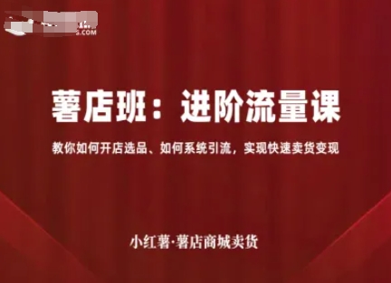 小红薯薯店商城卖货，进阶流量课，教你如何开店选品、如何系统引流，实现快速卖货变现-yingqiuwz
