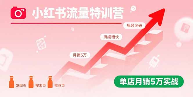 小红书流量特训营：突破流量瓶颈，实现店铺持续增长，单店月销5万实战-yingqiuwz