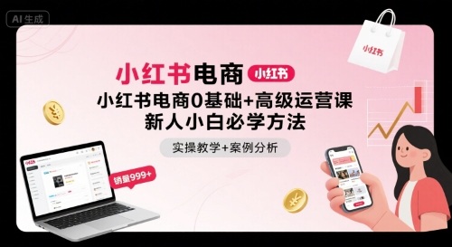 小红书电商0基础+高级运营课，新人小白必学方法，实操教学+案例分析-yingqiuwz