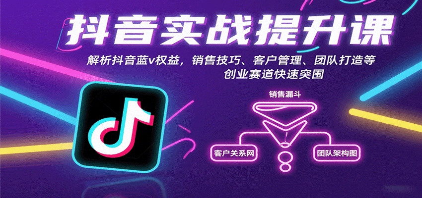 抖音实战提升课：解析抖音蓝v权益，销售技巧、客户管理、团队打造等创业赛道快速突围-yingqiuwz