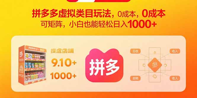拼多多虚拟类目玩法，0成本，可矩阵，小白也能轻松日入1000+-yingqiuwz