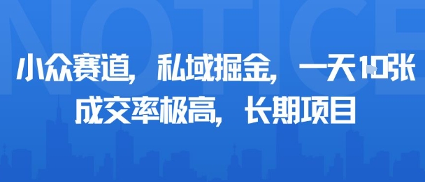 小众赛道，私域掘金，一天多张，成交率极高，长期项目-yingqiuwz