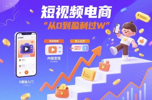 短视频电商：短视频变现从0到盈利过W-yingqiuwz