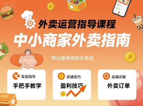 外卖运营指导课程，中小商家外卖指南，手把手带出能挣钱的外卖店-yingqiuwz