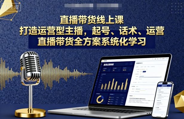 直播带货线上课，打造运营型主播，起号、话术、运营，直播带货全方案系统化学习-yingqiuwz