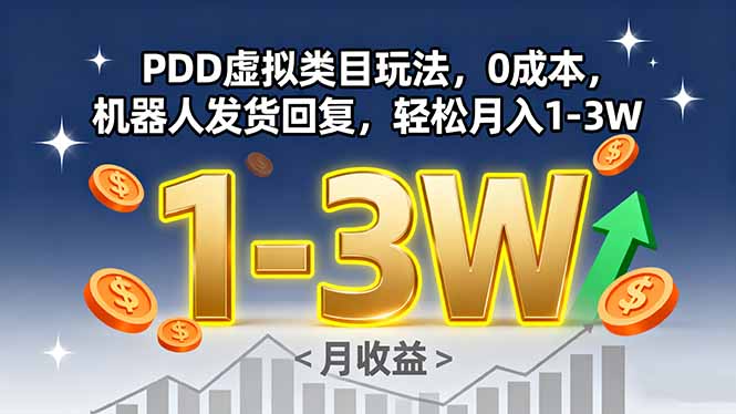 PDD虚拟类目玩法，0成本，机器人发货回复，轻松月入1-3W-yingqiuwz