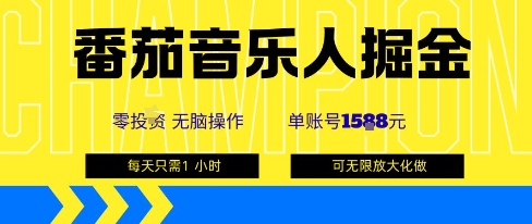 番茄音乐人掘金，单账号最高可撸1k+，可无限矩阵去做，零投入-yingqiuwz
