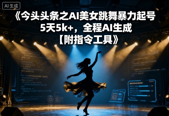 今日头条之AI美女跳舞暴力起号，5天1k+，全程AI生成【附指令工具】-yingqiuwz
